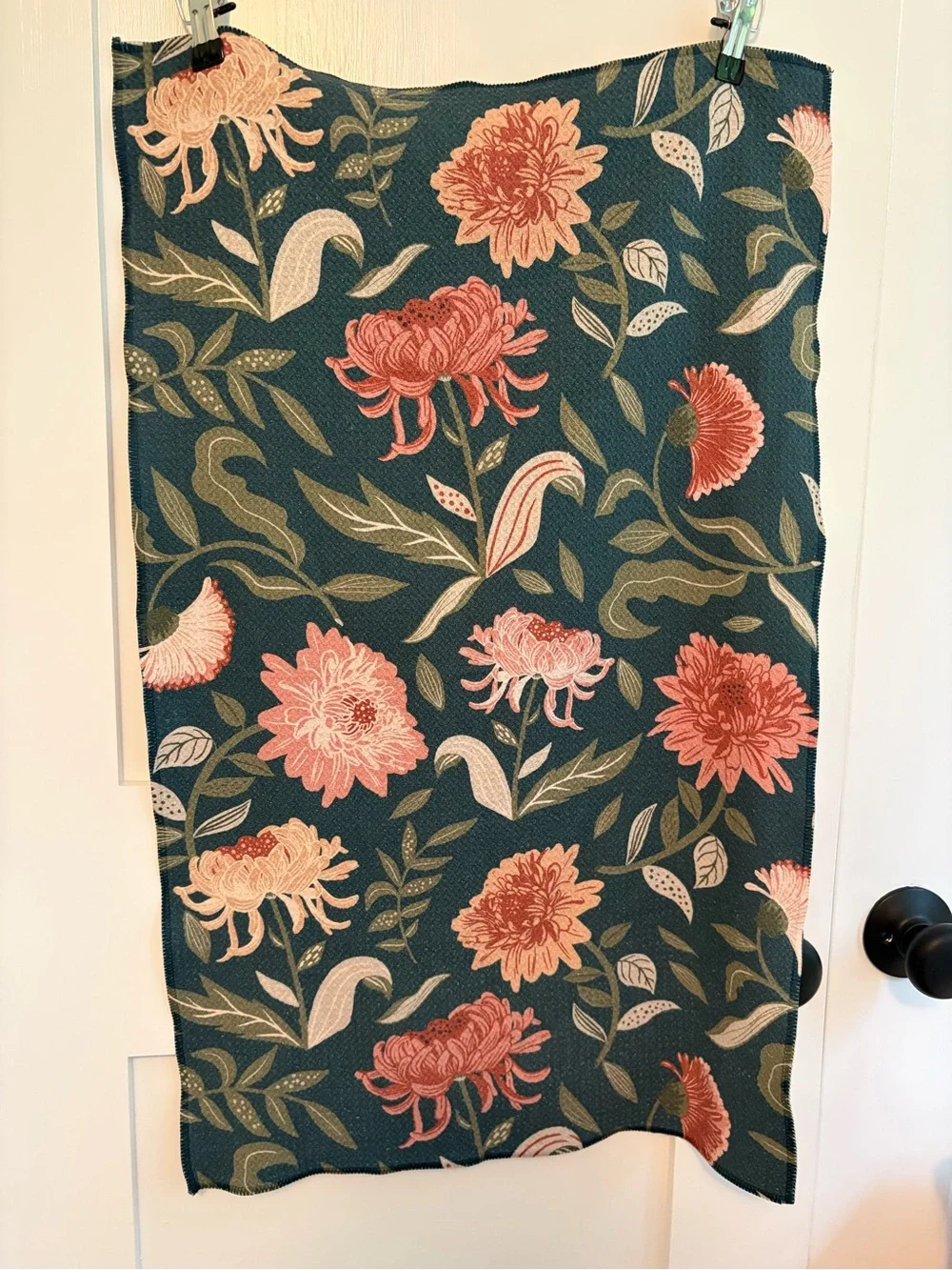 Set of 2 Geometry Tea/Dish Towels Dark Florals